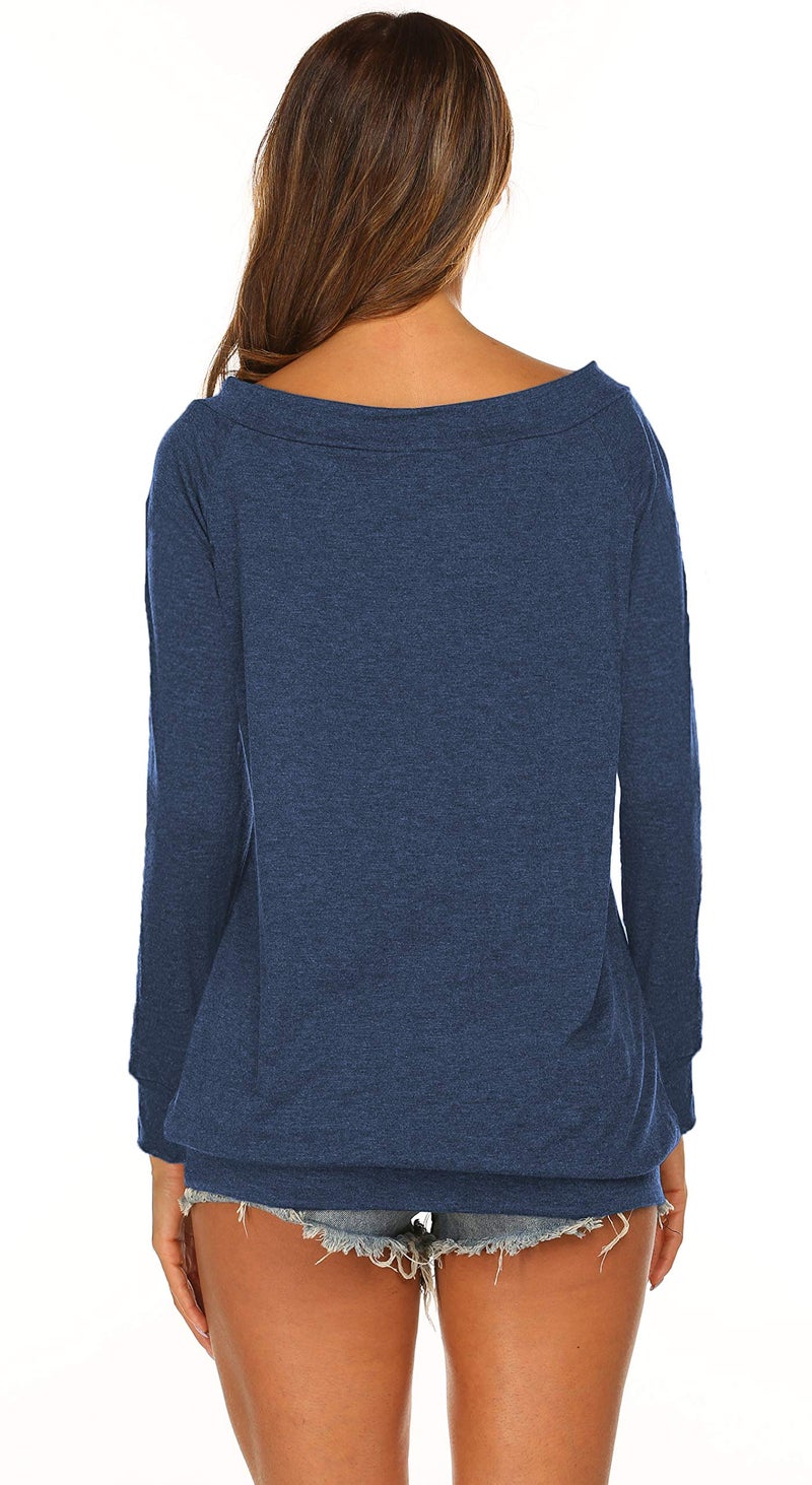 Halife Off Shoulder Blouse Long Sleeve T Shirt Women Casual Sexy (M, Dark Blue) - Image 5